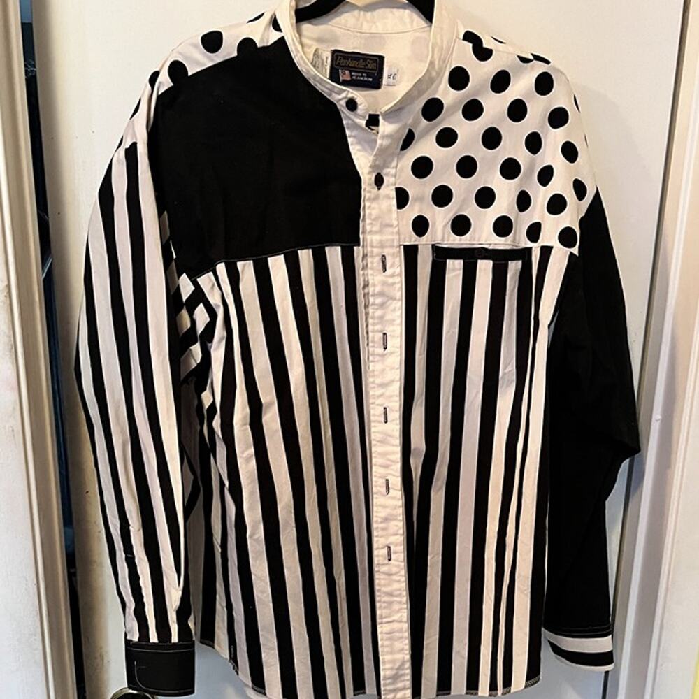 Panhandle Vintage Slim Black White Striped Beautiful Western Shirt Size X-Large